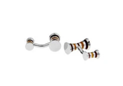 Double Knob Bronze & Tan Stripe Cufflinks (V-CF-E62379BR) -Fashion Formal Wear Store V CF E62379BR 3 06826.1524206767