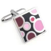 Pink On Black Enamel Dot Design Cufflinks (V-CF-E700184P) -Fashion Formal Wear Store V CF E700184P 2 41907.1523429293