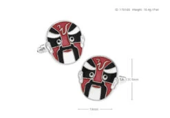 Enameled Red Kabuki Opera Mask Cufflinks (V-CF-E70100-R) -Fashion Formal Wear Store V CF E70100 R 4 96586.1576382348