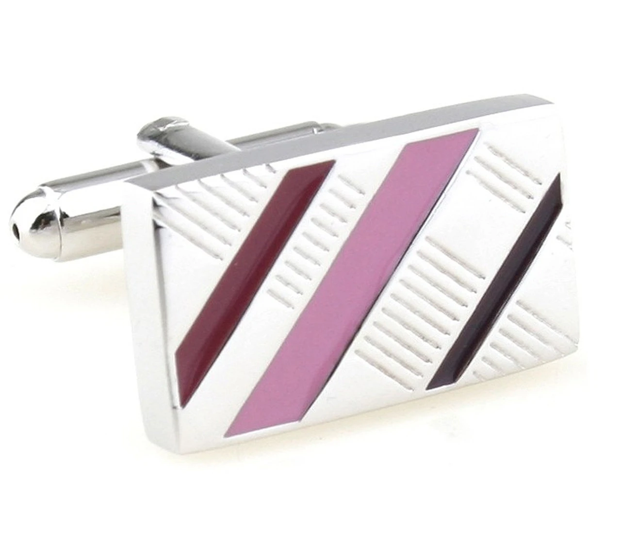Pink Enamel Diagonal Design Cufflinks (V-CF-E70422P1) 3 Pink Enamel Diagonal Design Cufflinks (V-CF-E70422P1)