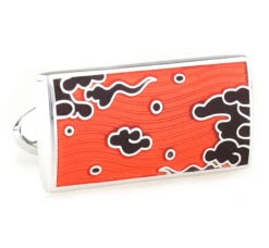 Orange & Black Enamel Mystic Cloud Design Large Cufflinks (V-CF-E811309O)