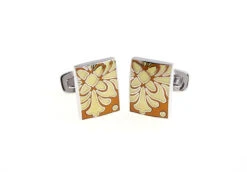 Large Yellow Floral Bell Design Enamel Cufflinks (V-CF-E81156G) -Fashion Formal Wear Store V CF E81156G 3 48497.1524206784