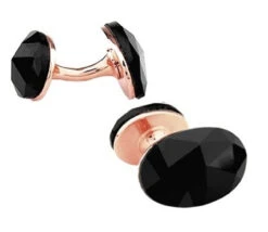 Large Double-Sided Black Onyx In Rose Gold Cufflinks (V-CF-G1211B-RG)