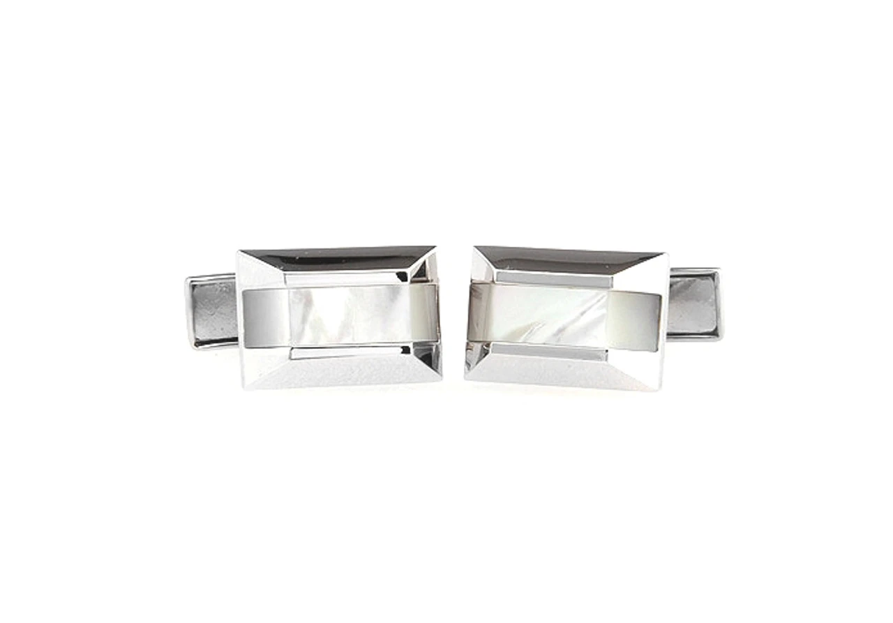 Oblong Mother Of Pearl Insert Cufflinks (V-CF-G50905MP) 4 Oblong Mother Of Pearl Insert Cufflinks (V-CF-G50905MP) - Image 2