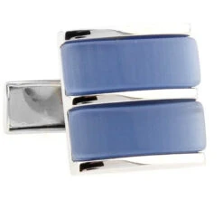 Blue Fiber Optic Cat's Eye Stone Cufflinks (V-CF-G51004BL)