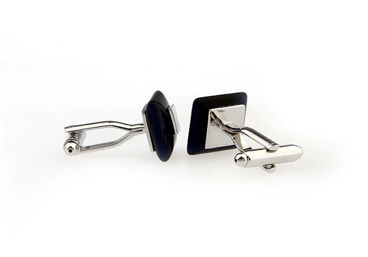 Blue Cat's Eye Stone Square Cufflinks (V-CF-G51036BL) 4 Blue Cat's Eye Stone Square Cufflinks (V-CF-G51036BL) - Image 2