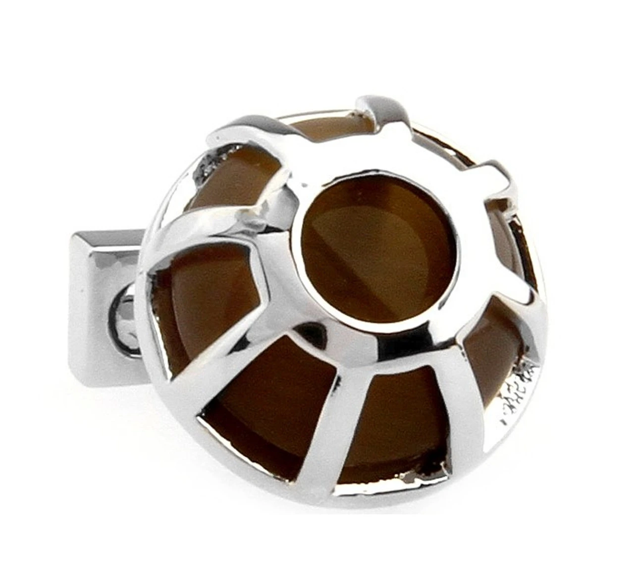 Round Dome Brown Cat's Eye Cufflinks (V-CF-G511BR) 3 Round Dome Brown Cat's Eye Cufflinks (V-CF-G511BR)