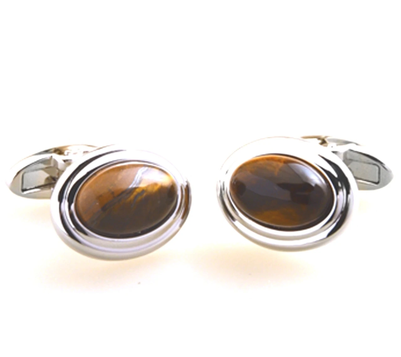 Large Cabochon Tiger's Eye Cufflinks (V-CF-G53307BR) 5 Large Cabochon Tiger's Eye Cufflinks (V-CF-G53307BR) - Image 3