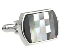 Black Onyx And Mother Of Pearl Cufflinks (V-CF-G60446)