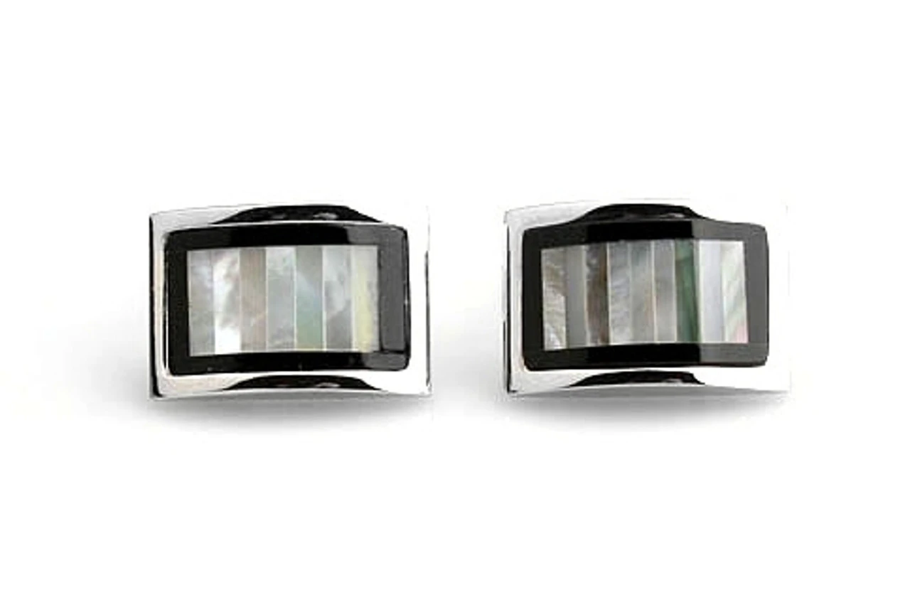 Black Cat's Eye & Mother-of-Pearl Arch Cufflinks (V-CF-G6153B) 4 Black Cat's Eye & Mother-of-Pearl Arch Cufflinks (V-CF-G6153B) - Image 2