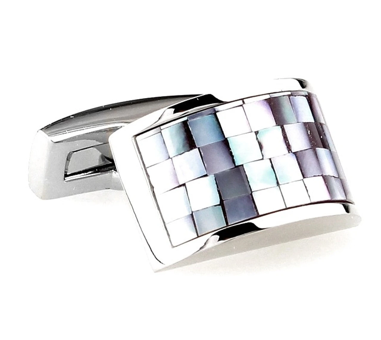 Mosaic Iridescent Mother-of-Pearl Arch Cufflinks (V-CF-G64054GY-S) 3 Mosaic Iridescent Mother-of-Pearl Arch Cufflinks (V-CF-G64054GY-S)