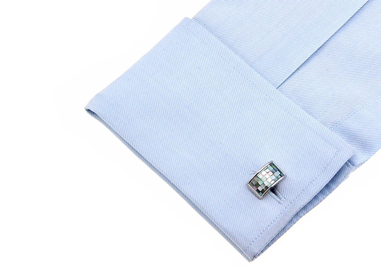 Mosaic Iridescent Mother-of-Pearl Arch Cufflinks (V-CF-G64054GY-S) 4 Mosaic Iridescent Mother-of-Pearl Arch Cufflinks (V-CF-G64054GY-S) - Image 2
