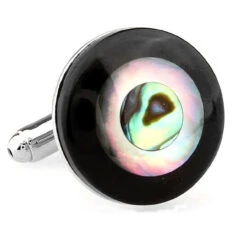 MOP And Abalone Shell Circle Inlay Cufflinks (V-CF-G66287)
