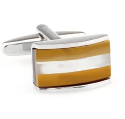 Tan Cat's Eye & Mother Of Pearl Cufflinks (V-CF-G66498BRM)