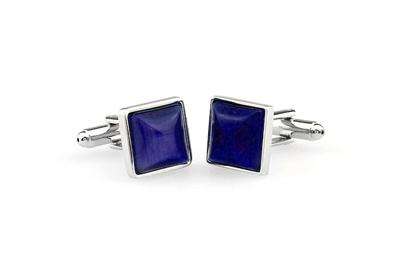 Blue Cat's Eye Stone Square Cufflinks (V-CF-G66604BL) 5 Blue Cat's Eye Stone Square Cufflinks (V-CF-G66604BL) - Image 3