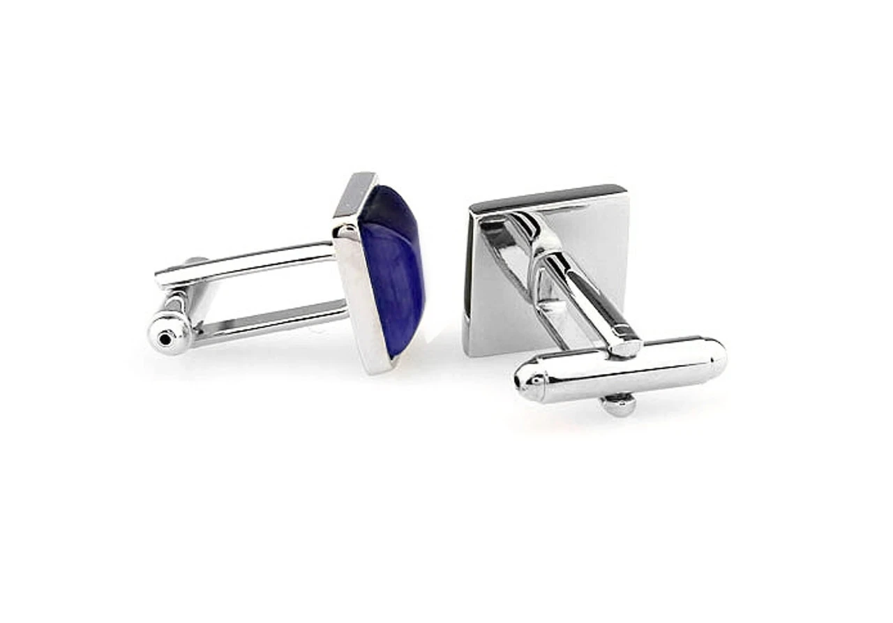 Blue Cat's Eye Stone Square Cufflinks (V-CF-G66604BL) 4 Blue Cat's Eye Stone Square Cufflinks (V-CF-G66604BL) - Image 2