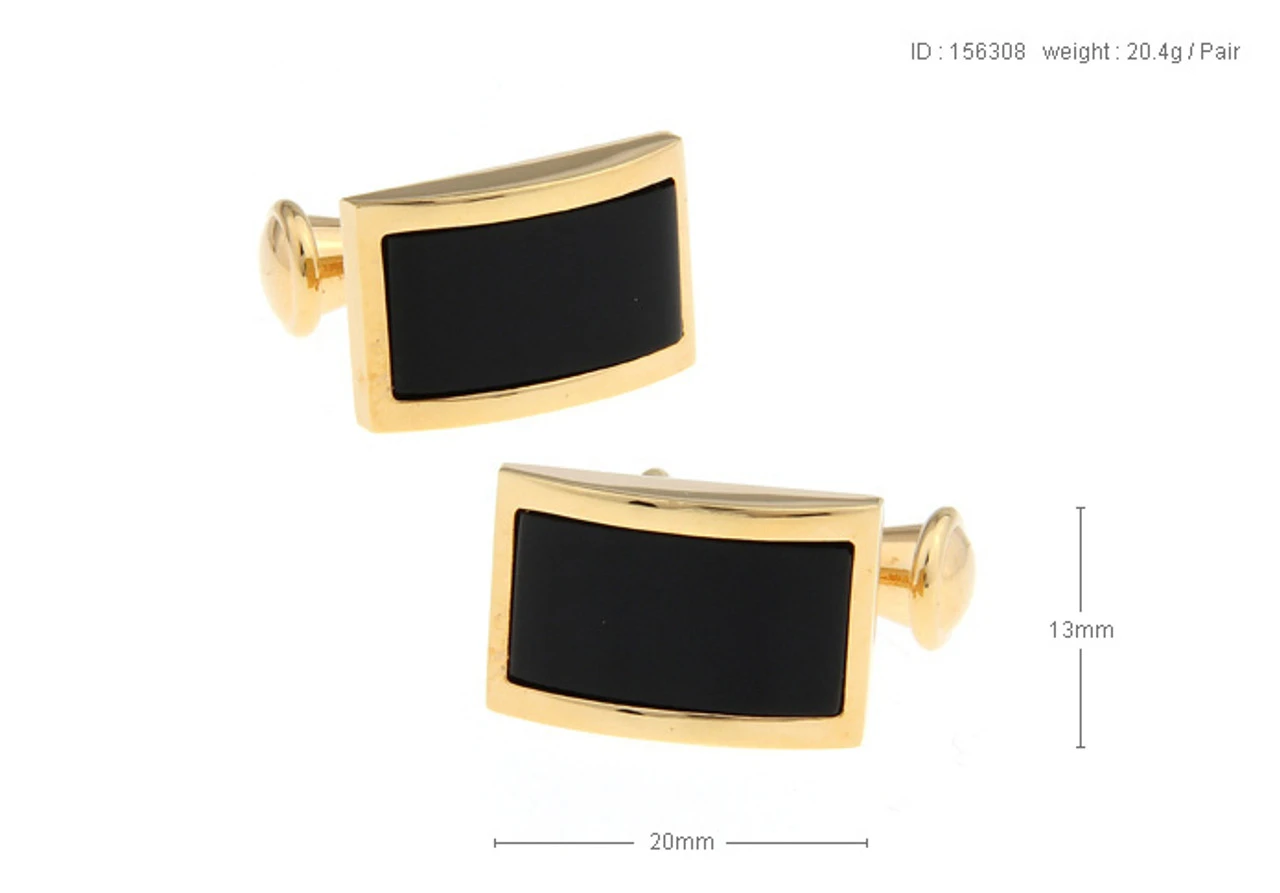 Gold Chain Design With Black Onyx Cufflinks (V-CF-G703-G) 4 Gold Chain Design With Black Onyx Cufflinks (V-CF-G703-G) - Image 2