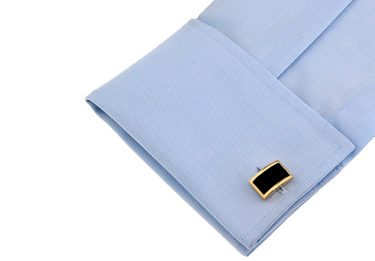 Gold Chain Design With Black Onyx Cufflinks (V-CF-G703-G) 5 Gold Chain Design With Black Onyx Cufflinks (V-CF-G703-G) - Image 3