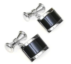 Black Onyx Chained Cufflinks (V-CF-G703-S)