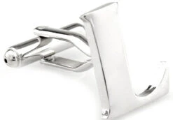 Large Personalized Initial Cufflinks - Letter L - Plus Your Choice (V-CF-M17046S-LT-L)