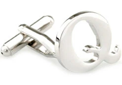 Large Personalized Initial Cufflinks - Letter Q - Plus Your Choice (V-CF-M17046S-LT-Q)