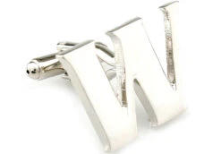 Large Personalized Initial Cufflinks - Letter W - Plus Your Choice (V-CF-M17046S-LT-W)