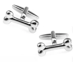 Small Dog Bone Silver Cufflinks (V-CF-M304)
