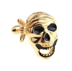 Black And Gold Pirate Skull Cufflinks (V-CF-M421-G) -Fashion Formal Wear Store V CF M421 G 89363.1552677383