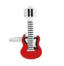 Red Guitar Metal Cufflinks (V-CF-M436R)