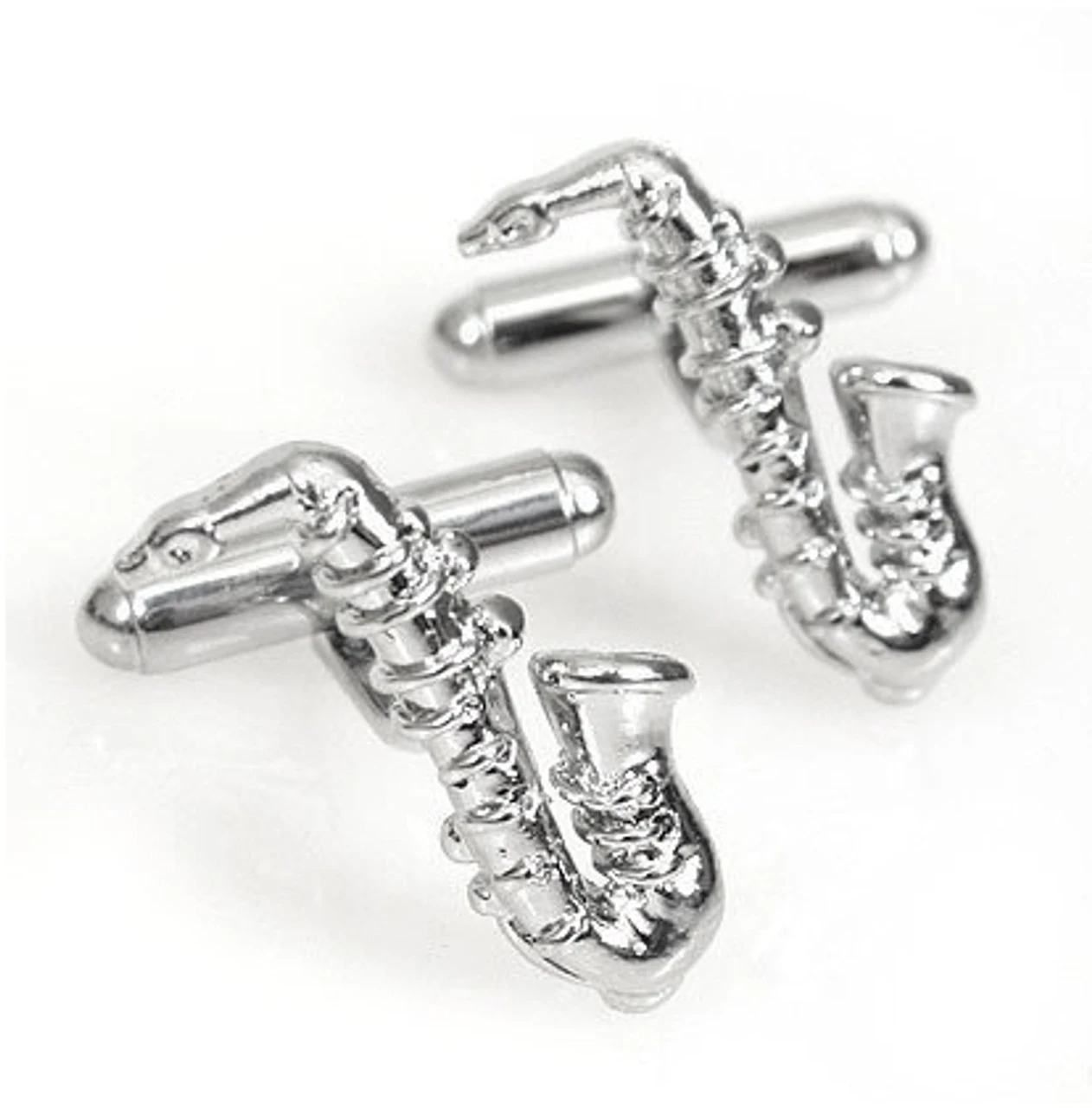 Silver Saxophone Cufflinks (V-CF-M479-S) 3 Silver Saxophone Cufflinks (V-CF-M479-S)