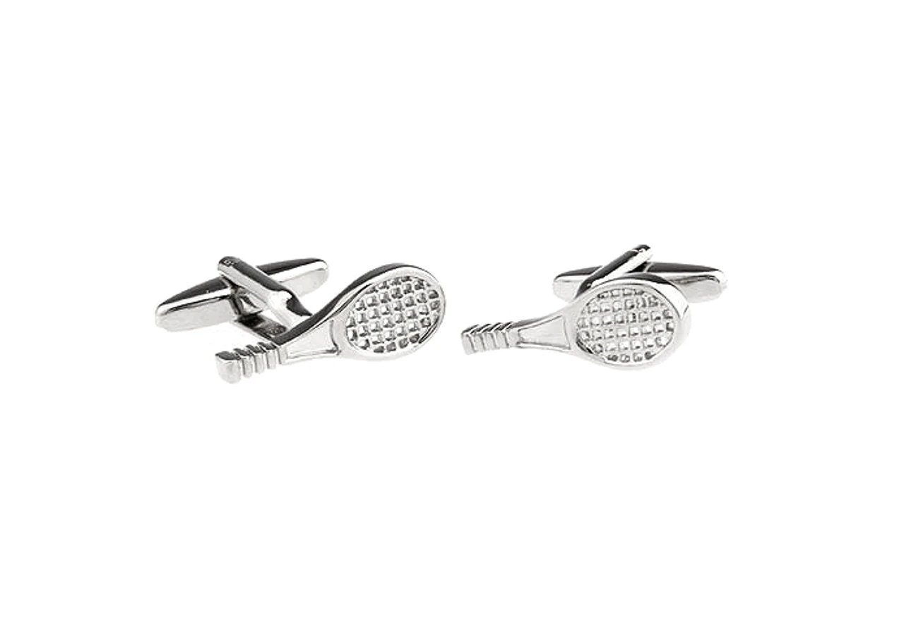 Silver Tennis Racket Cufflinks (V-CF-M51246-S) 4 Silver Tennis Racket Cufflinks (V-CF-M51246-S) - Image 2