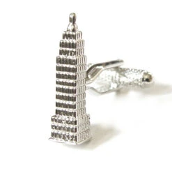 Large Silver Empire State Building Cufflinks (V-CF-M52148-S)