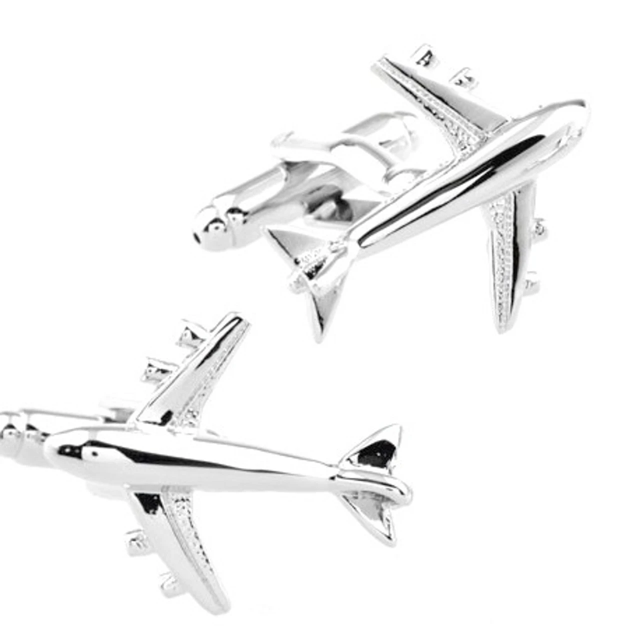 Jetliner Airplane Silver Cufflinks (V-CF-M52616-S) 3 Jetliner Airplane Silver Cufflinks (V-CF-M52616-S)