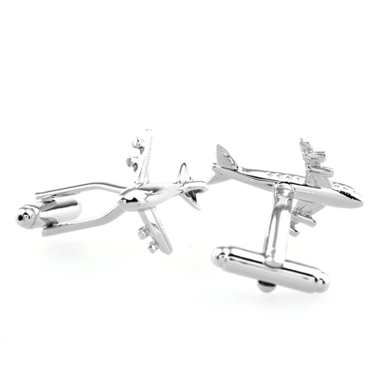 Jetliner Airplane Silver Cufflinks (V-CF-M52616-S) 4 Jetliner Airplane Silver Cufflinks (V-CF-M52616-S) - Image 2