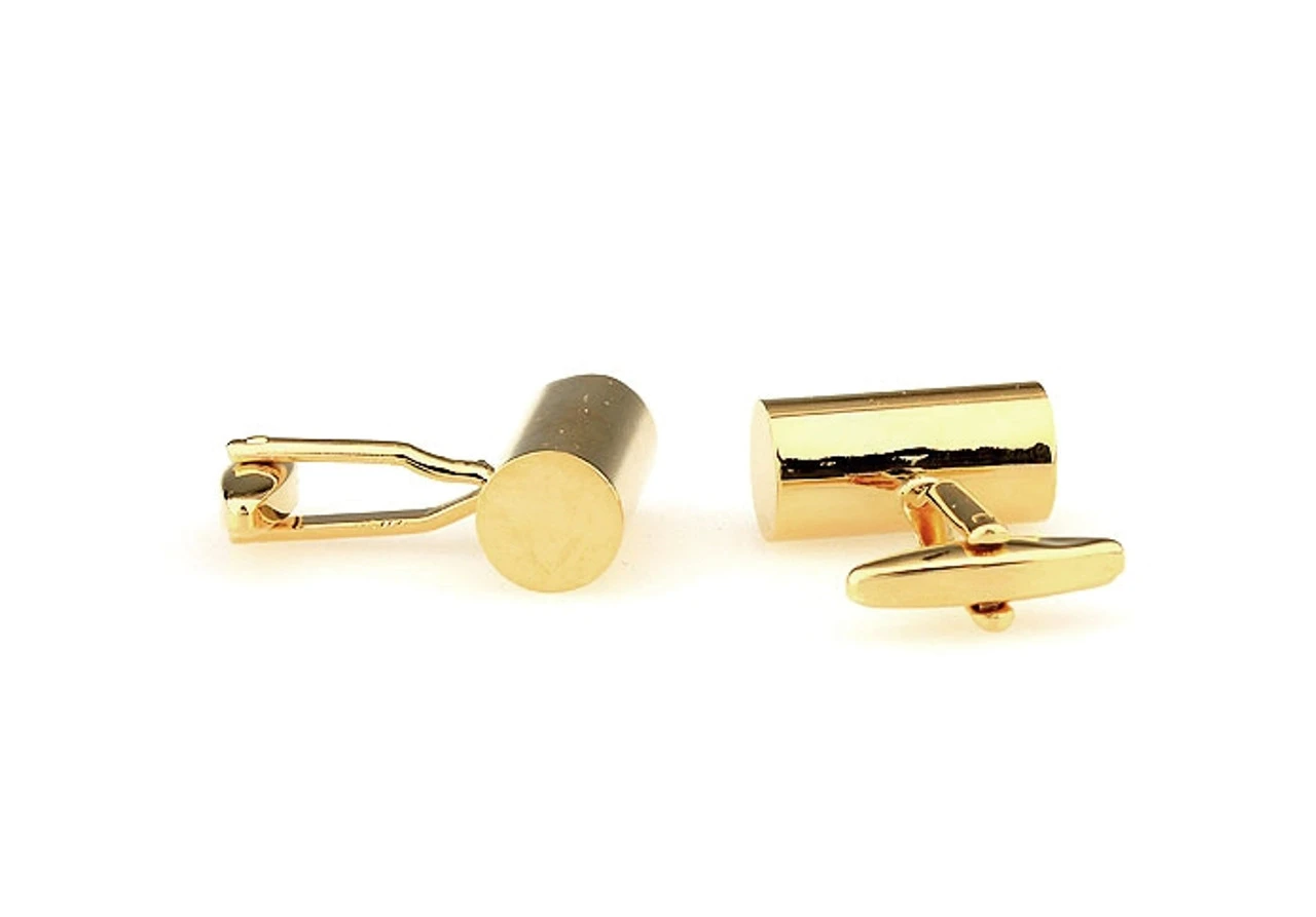 Oversized Cylinder Gold Cufflinks (V-CF-M5889G) 4 Oversized Cylinder Gold Cufflinks (V-CF-M5889G) - Image 2
