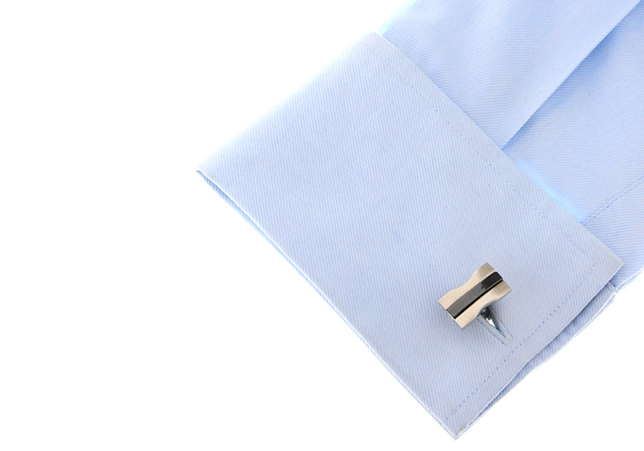 Two-Tone Rectangle Cufflinks (V-CF-M70597) 5 Two-Tone Rectangle Cufflinks (V-CF-M70597) - Image 3