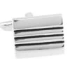 Black Stripe Rectangle Silver Cufflinks (V-CF-M70773S)