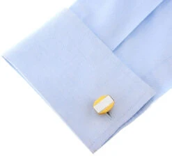 Silver Panel Gold Cufflinks (V-CF-M70945-G) -Fashion Formal Wear Store V CF M70945 G 2 40498.1534405287