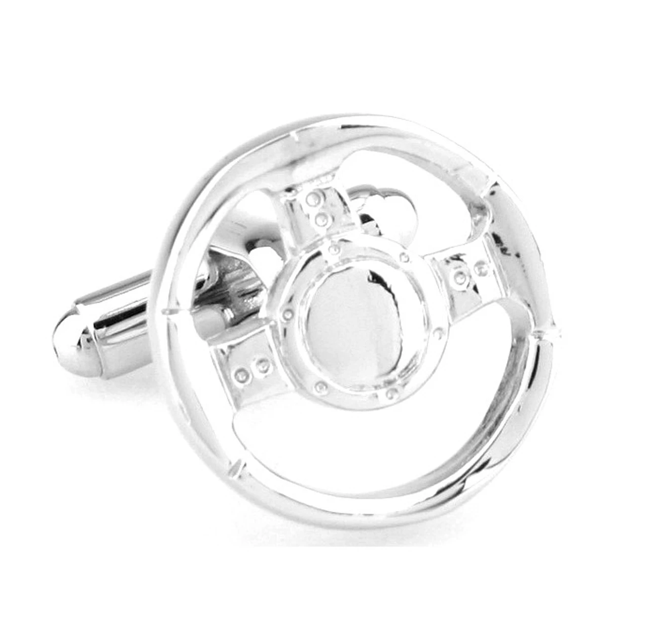 Silver Steering Car Wheel Cufflinks (V-CF-M7098-S) 3 Silver Steering Car Wheel Cufflinks (V-CF-M7098-S)