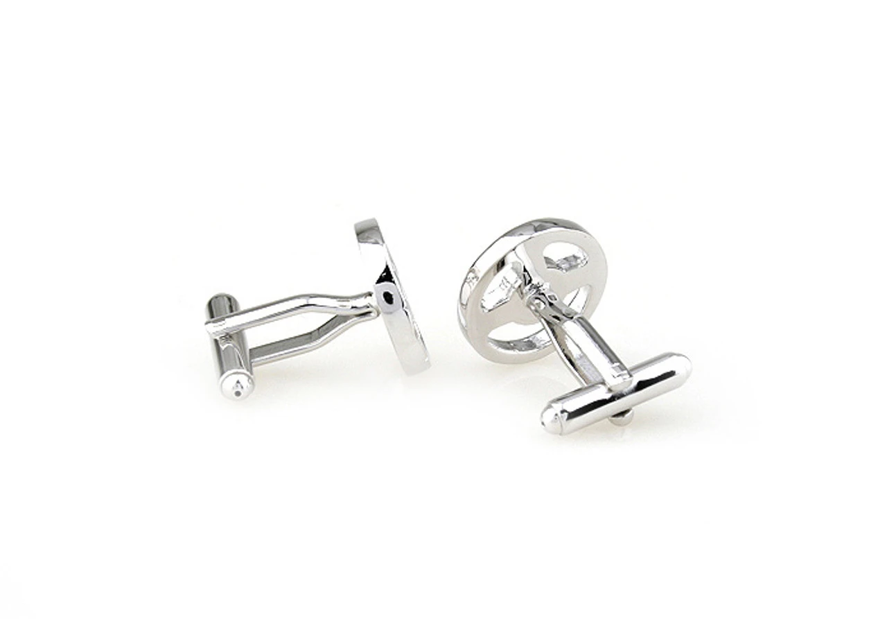 Silver Steering Car Wheel Cufflinks (V-CF-M7098-S) 4 Silver Steering Car Wheel Cufflinks (V-CF-M7098-S) - Image 2