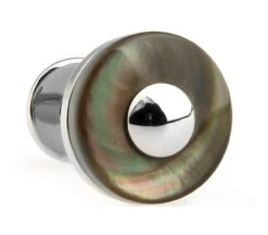Double Button Knob Dark Abalone Shell Cufflinks (V-CF-S50554)