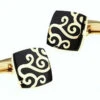 Black With Gold Scroll Design Cufflinks (V-CF-V00-02BG) -Fashion Formal Wear Store V CF V00 02BG 2 11254.1523429321