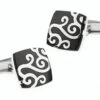 Black With Silver Scroll Design Cufflinks (V-CF-V00-02BS)