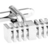 Silver Notched Elongated Cufflinks (V-CF55886)