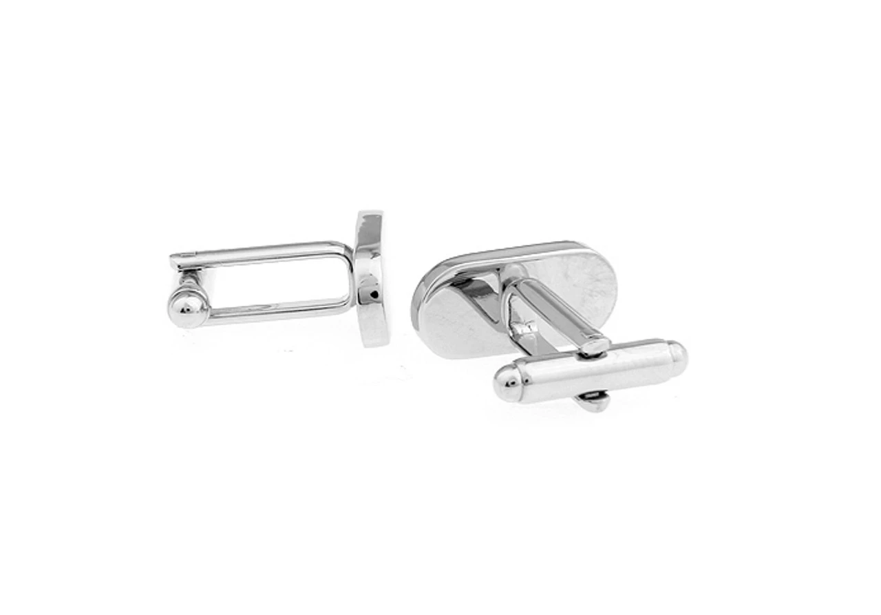 Silver Oval Cufflinks (V-CF56154) 4 Silver Oval Cufflinks (V-CF56154) - Image 2