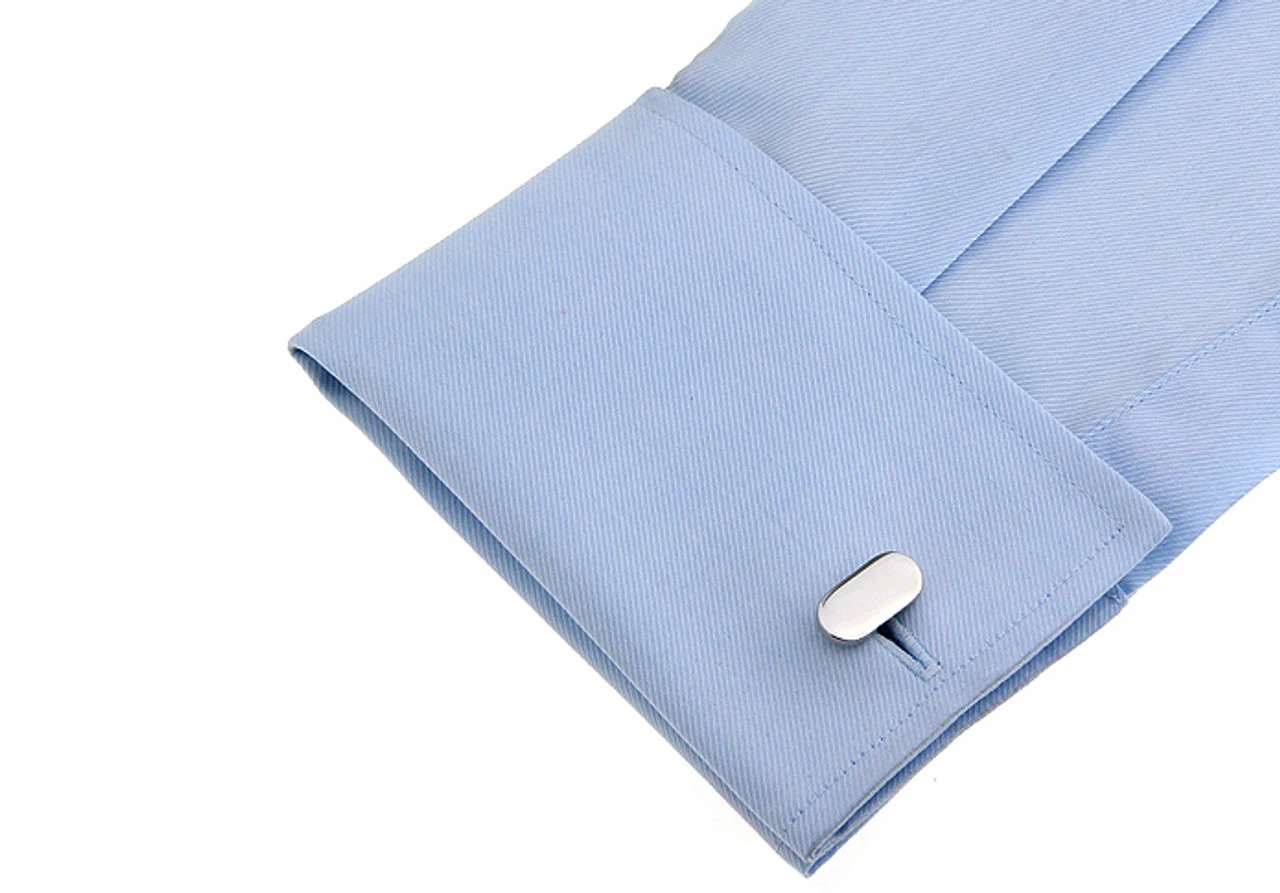 Silver Oval Cufflinks (V-CF56154) 6 Silver Oval Cufflinks (V-CF56154) - Image 4