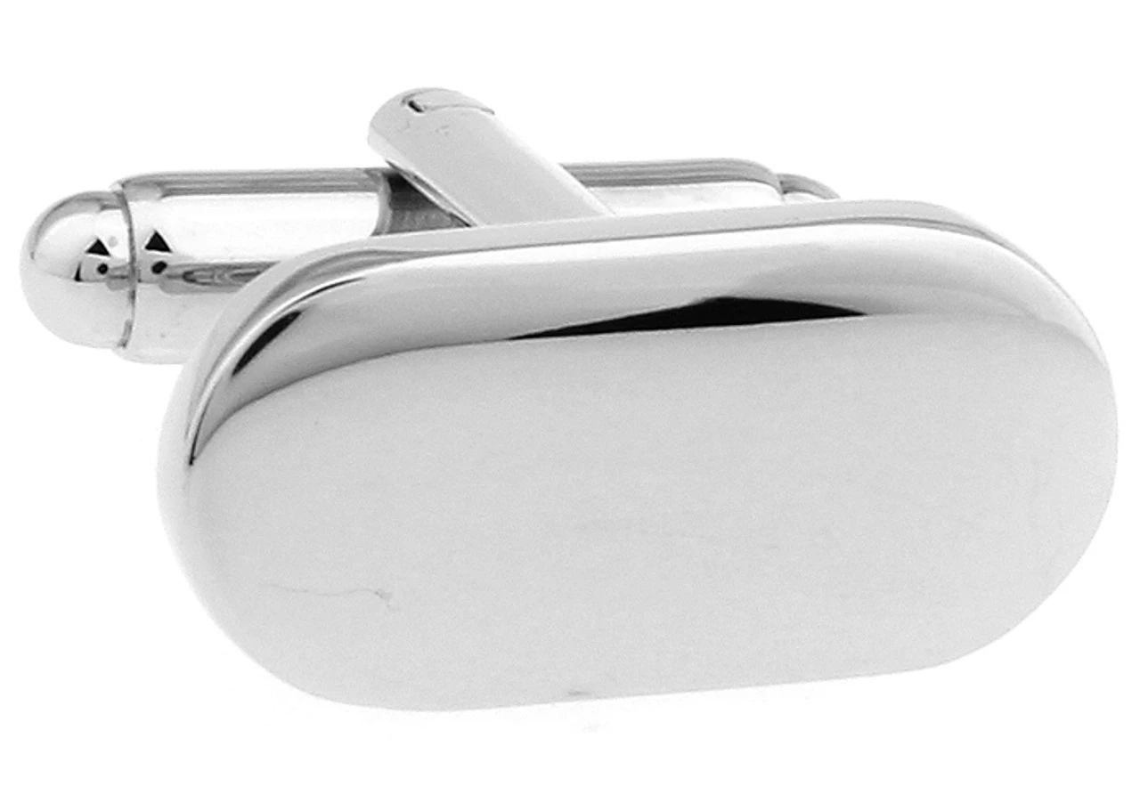 Silver Oval Cufflinks (V-CF56154) 3 Silver Oval Cufflinks (V-CF56154)