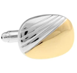 Gold Panel Silver Cufflinks (V-CF63713)