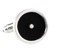 Swarovski Crystal In A Black Circle Cufflinks (V-F-500062)