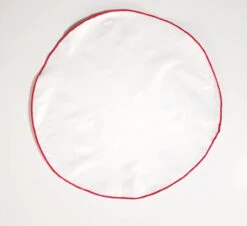 100% Cotton White 2-in-1 Pouf Round Pocket Square With Red Trim -Fashion Formal Wear Store V PF CT0002 4 25907.1680385493